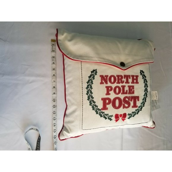 NWT LARGE DECORATIVE PILLOW NORTH POLE POST WITH LETTER POCKET EMBROIDERED - Picture 8 of 8